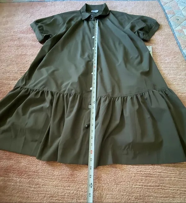 DKNY Olive Green Shirt Dress 18W NWT Snap Front Lightweight Plus Size - Image 5