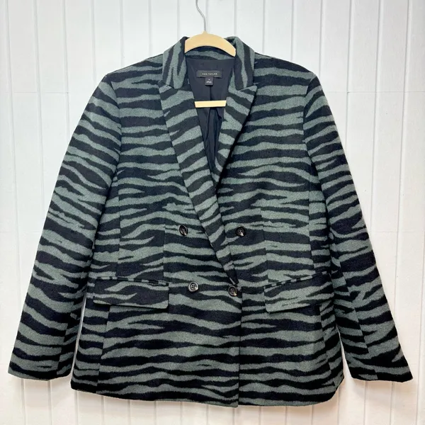 Ann Taylor Black and Green Wool Blend ‎ Zebra Blazer size 14 - Image 2