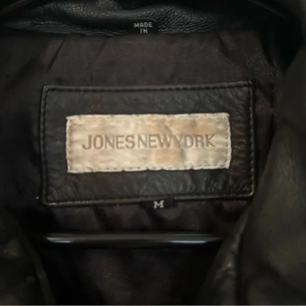 Jones New York Leather‎ Jacket Women M Black Vintage 90s Y2K Minimalist Classic - Image 4