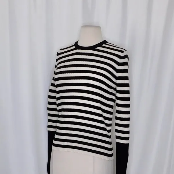 ATM Anthony Thomas Melillo Striped Ribbed Knit Merino Wool Sweater Large - Image 6