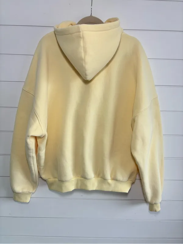 Comfrt Oversize Light Yellow Zip-Up Bomber Hoodie size M - Image 3