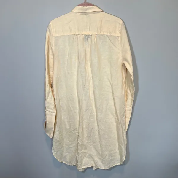 J. Crew Linen Cotton Blend Button Down Beach Shirt Dress Pale Yellow Women's M - Image 12
