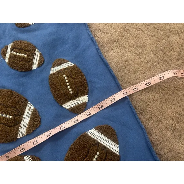 Queen of Sparkles Royal & Brown Fuzzy Football S Set Sweatshirt And Shorts BYU - Image 5