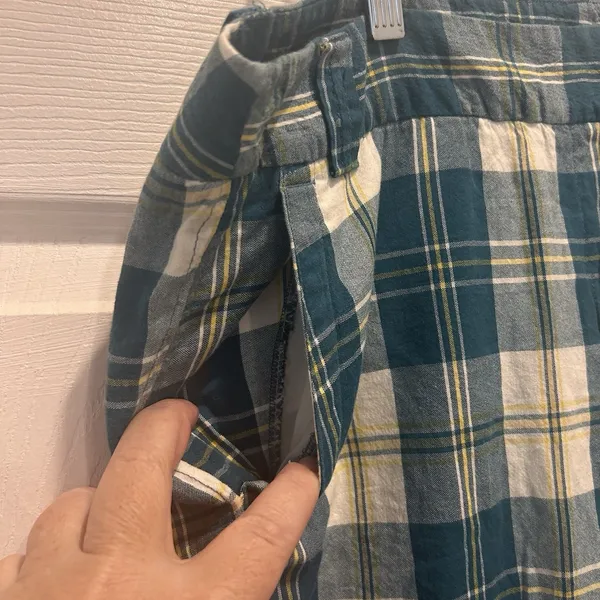 J.Crew Favorite‎ Fit Plaid Cropped Pants Womens 14 Blue Yellow Cotton Coastal - Image 6