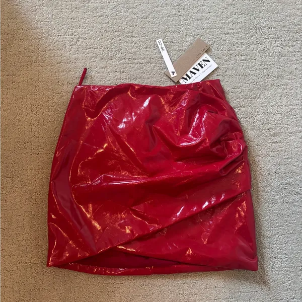 DO+BE Leather Red Mini Skirt - Image 3