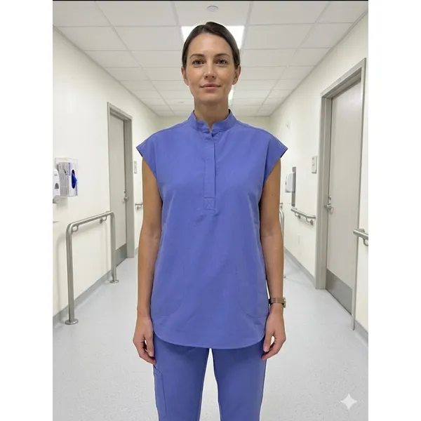 FIGS Rafaela Caspain Blue Mandarin Collar Scrub Top - XS - Image 2