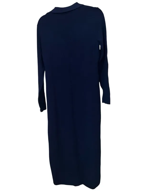 COMMENSE NWT Long Sleeve Button Knit Maxi Dress Navy Gold Buttons - Image 6