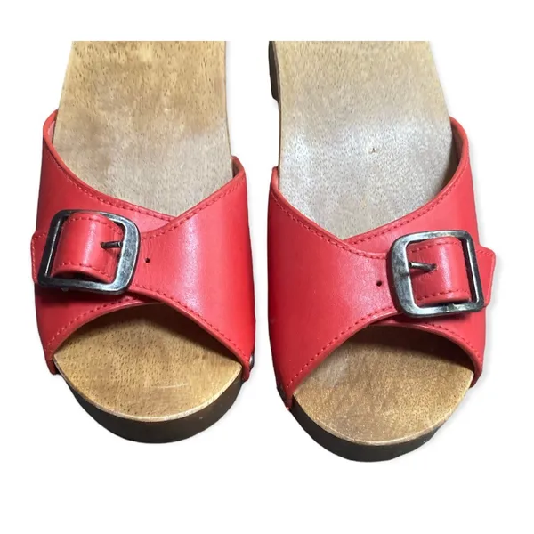 KDB Kelsi Dagger Brooklyn Red-Orange Wood Clogs Size 7 Excellent Condition - Image 7