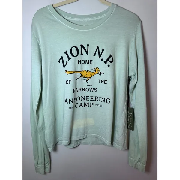 Parks Project Womens Green Long Sleeve Boxy Tee Sz M Zion Canyoneering NWT READ - Image 9
