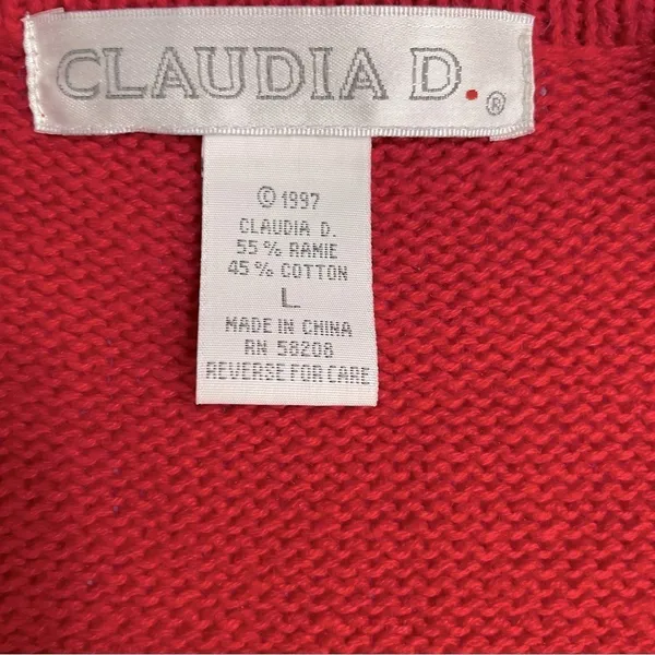 VTG Claudia D Beaded Sweater Vest Red Floral Pearl Embellished Large - Image 8