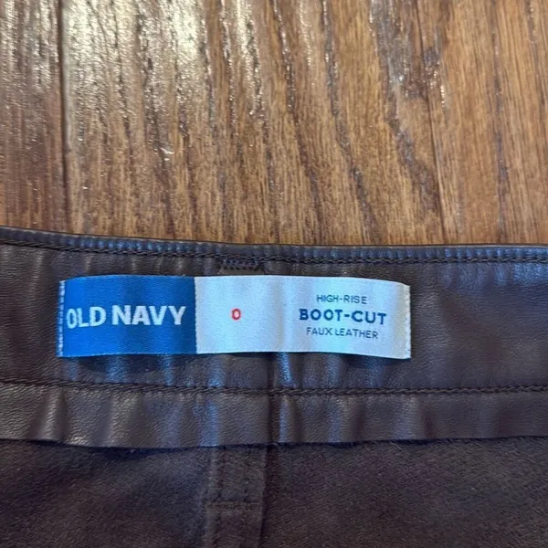 Old Navy high rise bootcut brown faux leather pants 0 - Image 5