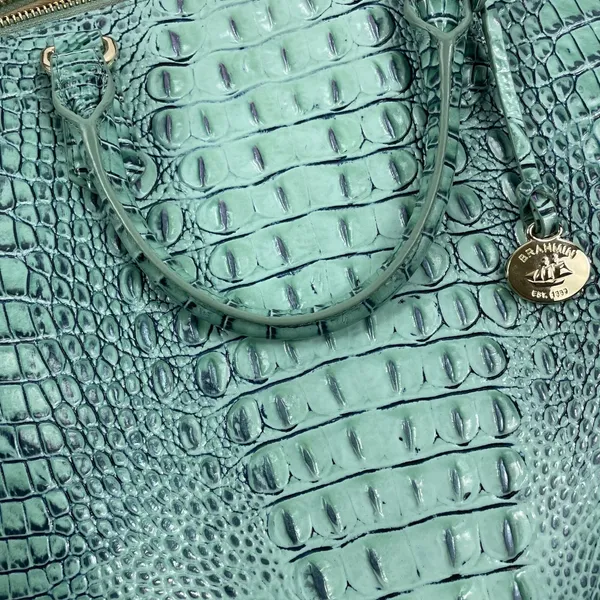 Brahmin Large Duxbury Satchel Bag Biscay Melbourne Blue Green Leather Croc - Image 13