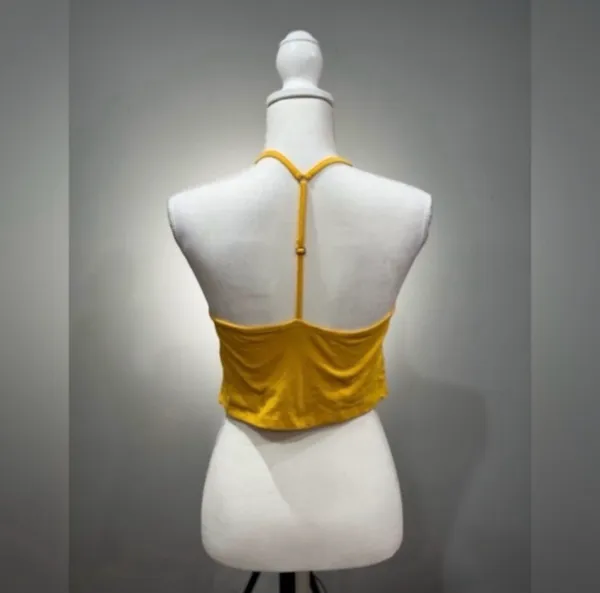 Ambiance Apparel CLEARANCE! Gold Boutique Lattice Front Crop Tank Size L NWT - Image 2