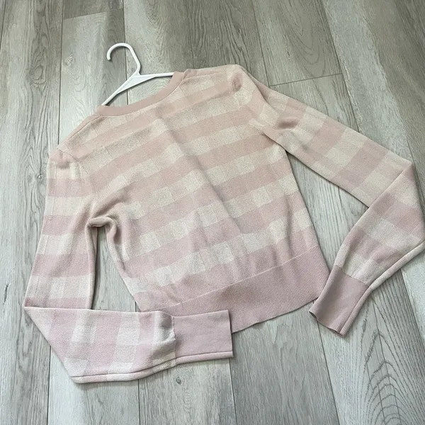 For Love & Lemons Cardigan striped knit womens Pink Cream (small) lightweight - Image 7