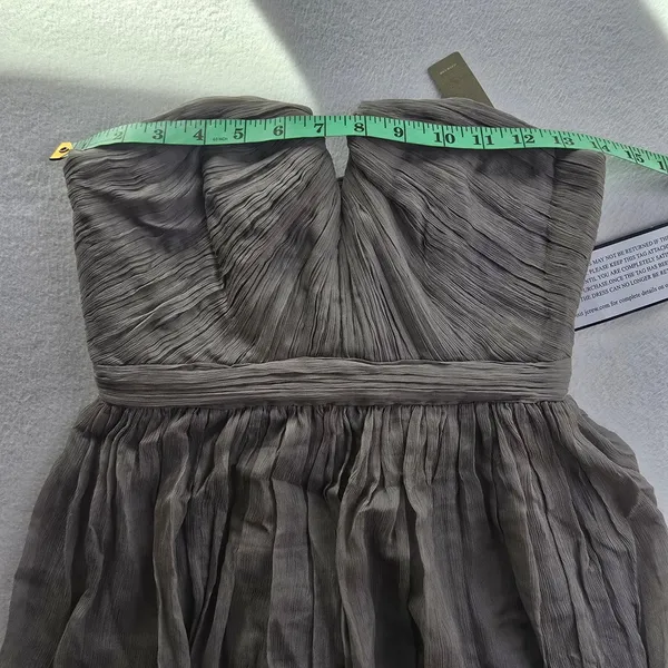 J. Crew NWT 47S Nadia Strapless Silk Chiffon‎ Dress Graphite Grey Notched Size 0 - Image 7
