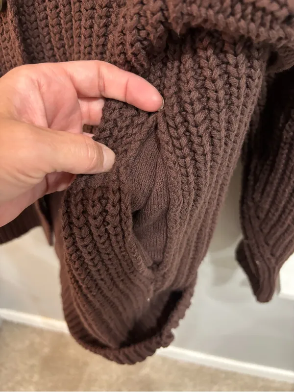 Free People Swim Too Deep Cardi size XS in Brown oversized button front ribbed - Image 11