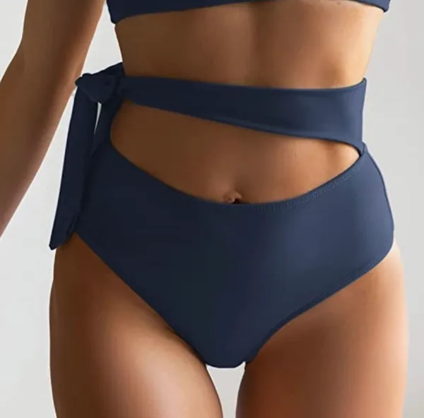 Eomenie Tie Side Tummy Control High Waisted bikini bottom - Image 3