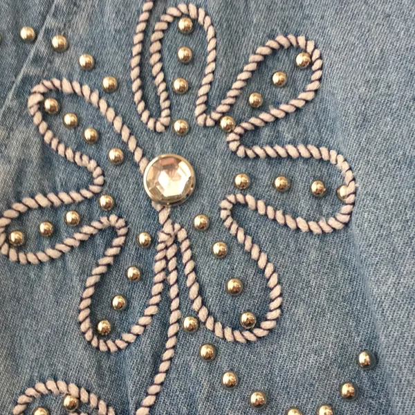 FINAL MARKDOWN Denim Oversized ladies embellished blouse large - Image 7