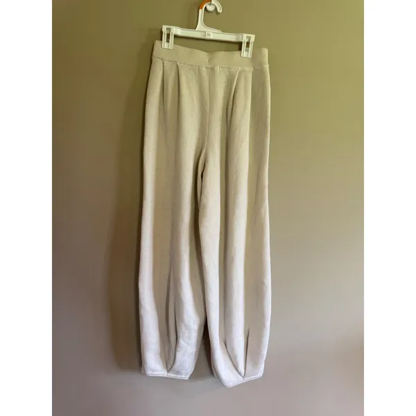 Free People FP Beach Knit Harem Pants Cream Wide Leg‎ Tulip Hem Small - Image 2