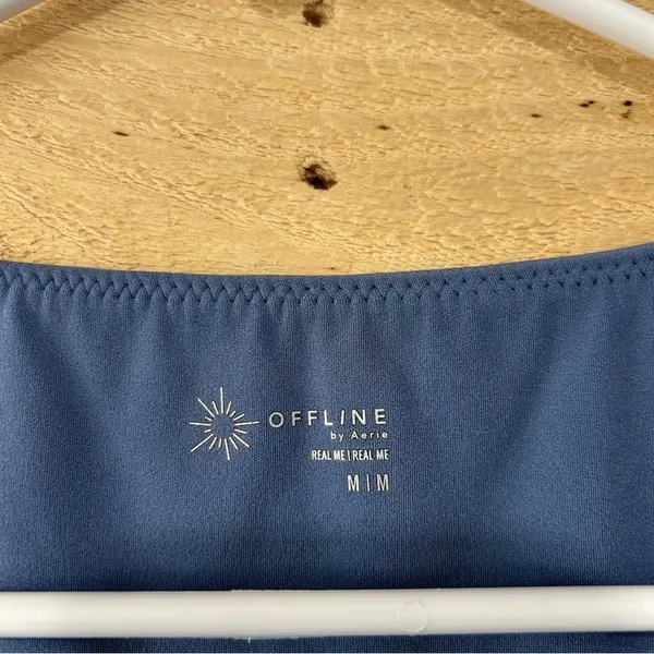 Aerie Offline Blue Square Neck Cropped Athletic Size M - Image 3
