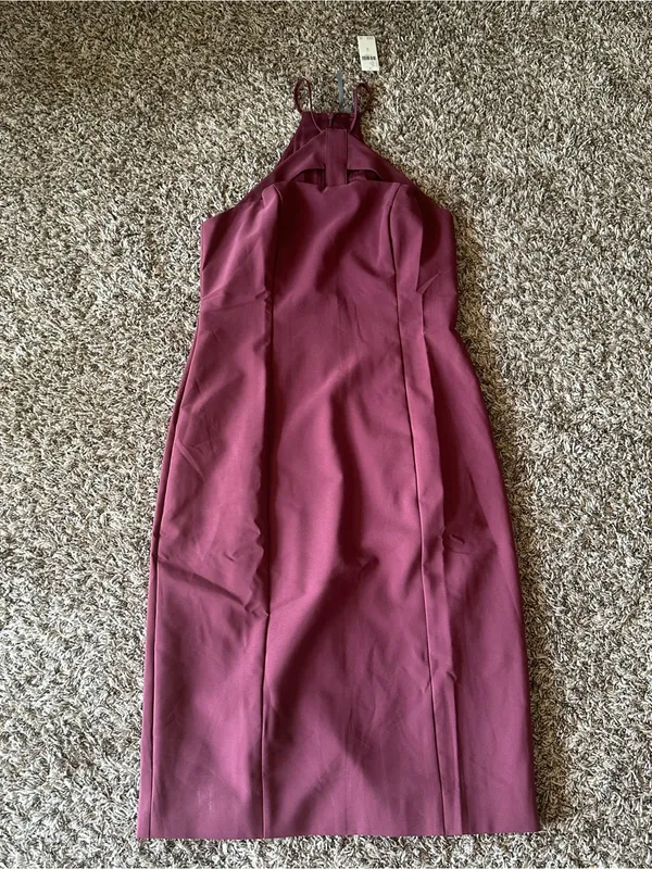 By Anthropologie Halter Cutout Slim Midi Dress in Cherrywood - Image 6