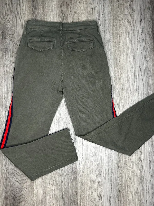Pistola Pants Womens Luci High Rise Cropped Green Chino Red Racer Stripe Size 25 - Image 3