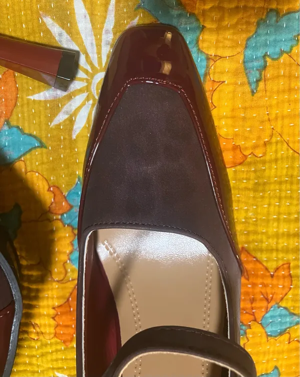 Burgundy Mary Jane Pumps Size 41/ US Woman 9.5 - Image 3