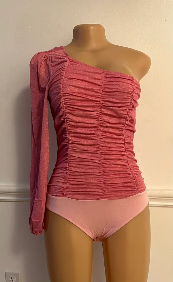 Kate Kasin Hot Pink Ripple Rib One Shoulder - Image 2