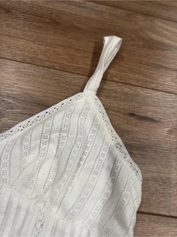 AMERICAN EAGLE Lace Trim White Boho Cotton Babydoll Mini Dress | Size Small - Image 5