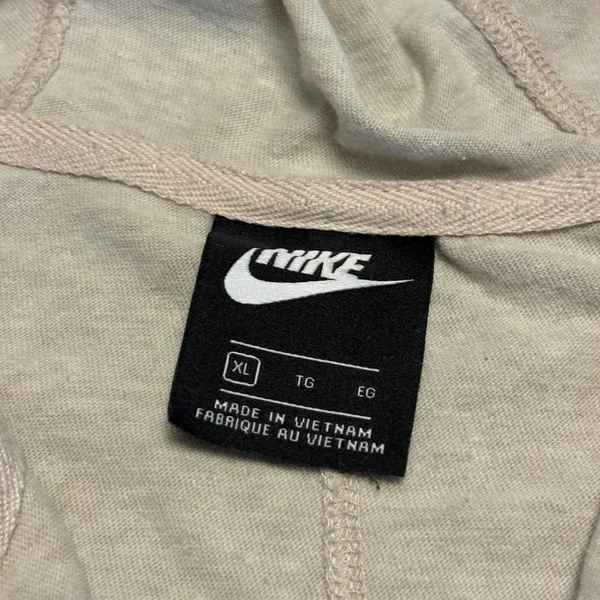 Nike Full Zip Hoodie Women XL Oatmeal Heathered Swoosh Raglan Sweatshirt - Image 3