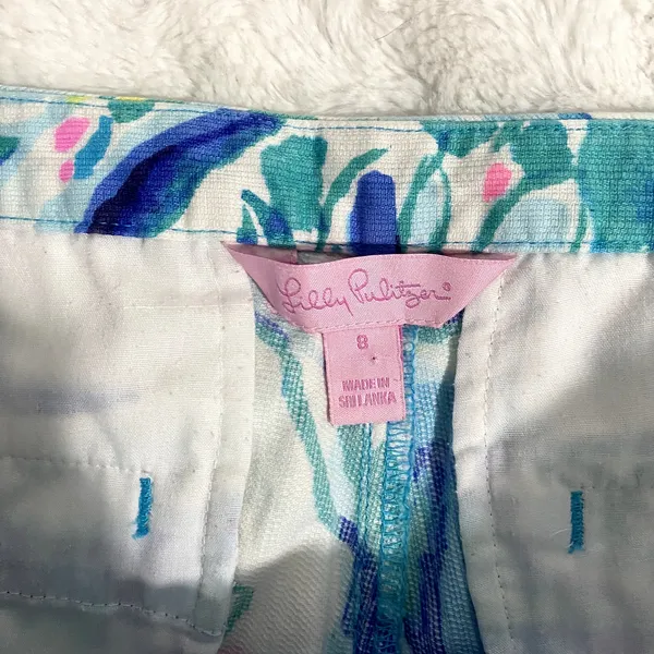Lilly Pulitzer Adie Brilliant Blue Aquatic Garden Print Preppy Shorts 8 - Image 3