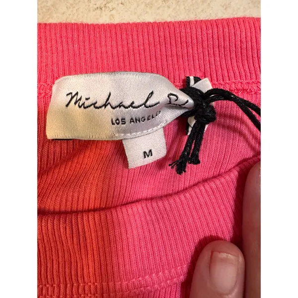 Michael Stars Wren Ruched Midi Dress Flamingo Pink Ultra Rib Sleeveless NWT M - Image 4