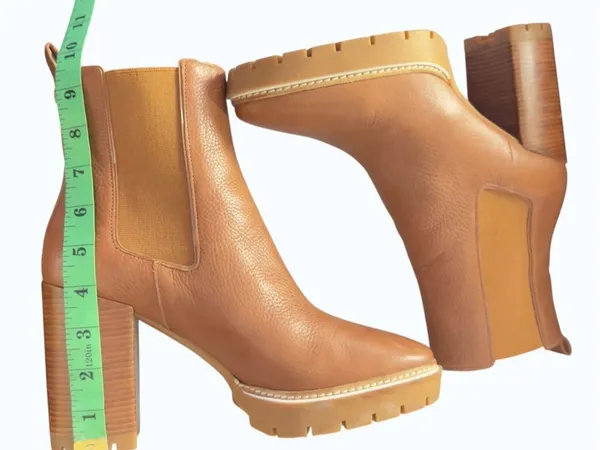 Tory Burch Carson 70mm Chestnut Leather Lug Sole Chelsea Platform Boot Size 10 - Image 9