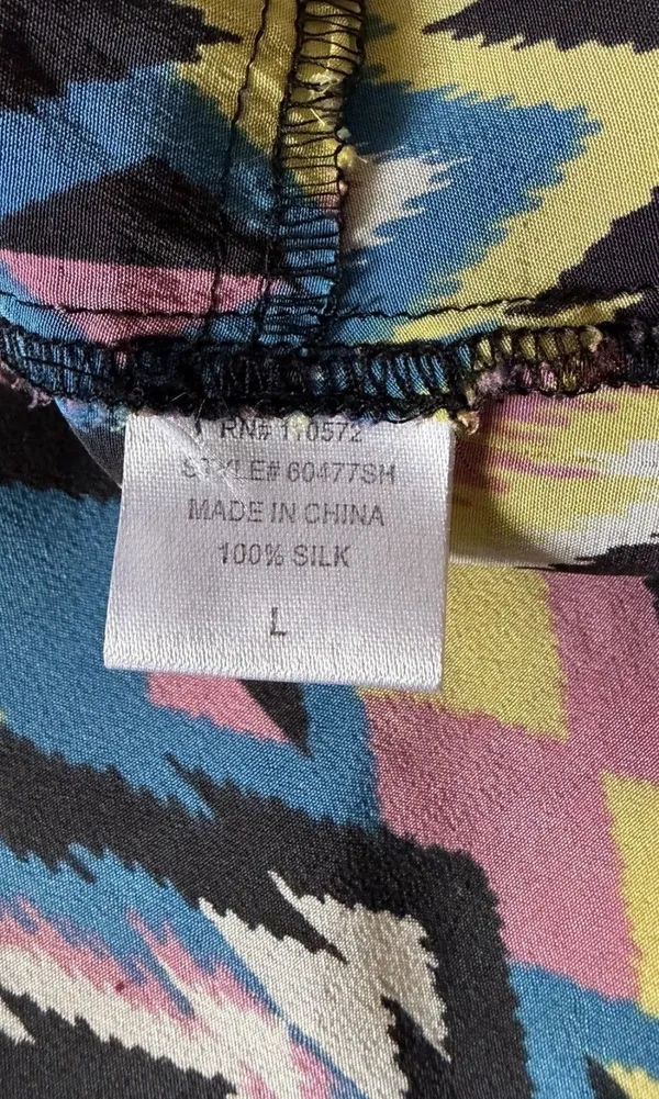 Twelfth Street by Cynthia Vincent 100% Silk Boho Tunic Mini Dress Size L - Image 4