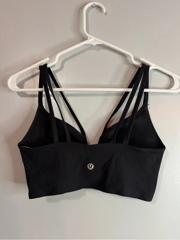 Lululemon Athletica Black Ribbed Strappy Sports Bra Size 2 - Image 7
