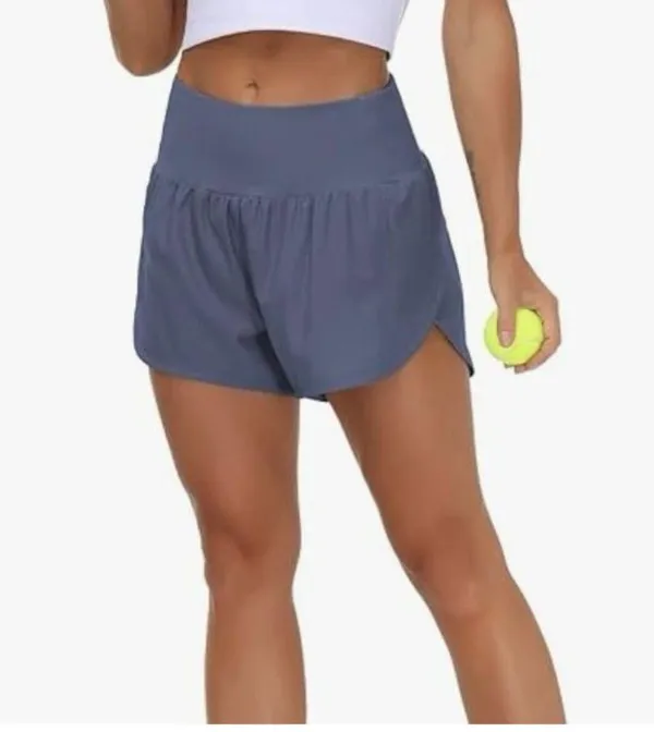 THE GYM PEOPLE High Waisted Running Shorts Ink Blue Size L New With Tag - Image 3