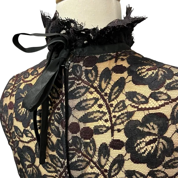 Vintage Lillie Rubin Evening Gown XS-S Black Lace Taffeta‎ Romantic Victorian - Image 9