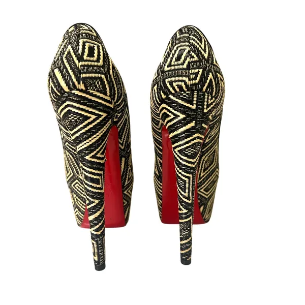 Christian Louboutin Daffodile 160 Platform Pumps Panama Black Cream 38.5‎ - Image 3