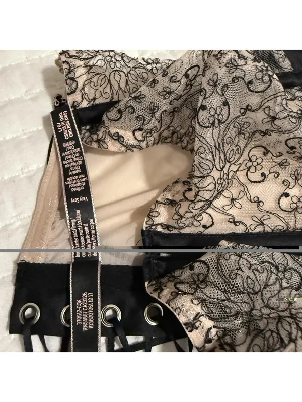Victoria's Secret Very Sexy Unlined Strapless Lace Bustier Bra Sz L Large Black - Image 6