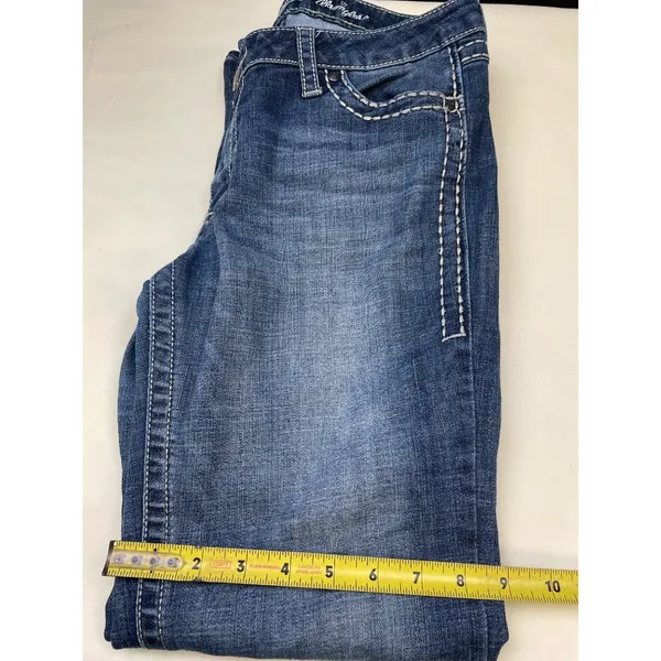 Rock 47 By Wrangler Women's Blue Jeans Flared Ultra Low rise Size 30x30 SKU 5402 - Image 5