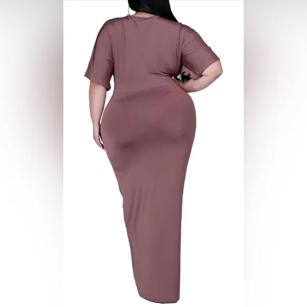 NEW Plus Size Maxi Dress V Neck Short Sleeve Wedding Guest Dress 2X - Image 2