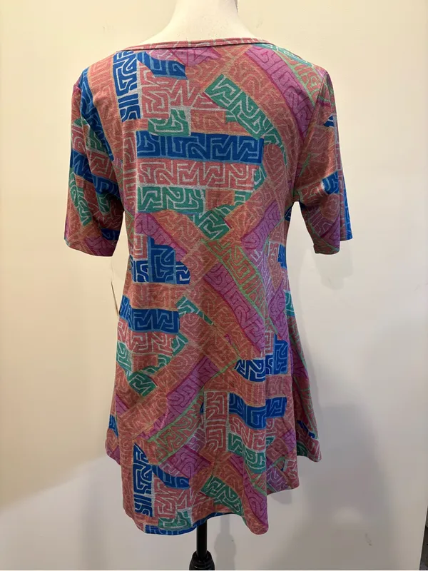 LuLaRoe Retro Floral Swing Tunic Top Size Small Black Mustard Teal Boho Artsy New With T - Image 6