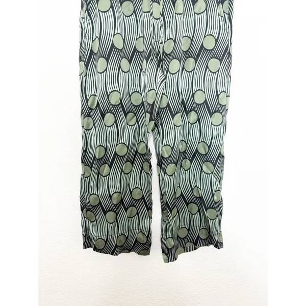 Zara Green Geometric Flowy Satin Cropped Pants Size Large Abstract Funky Boho - Image 10