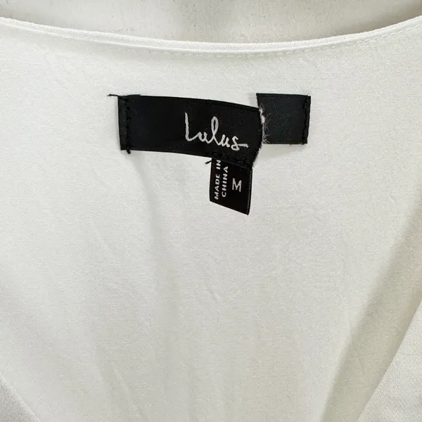 Lulus Sicily Sweetheart White Button-Front Puff Sleeve Midi Dress Classic Medium - Image 9