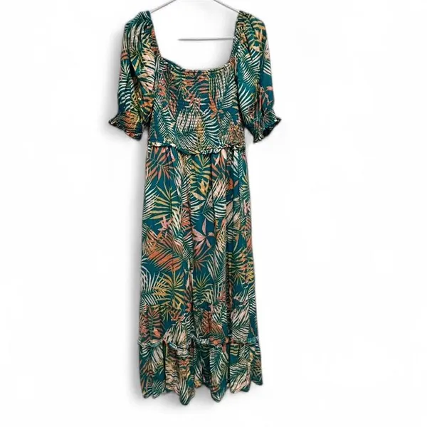 Betsey‎ Johnson Palm Leaf Printed Maxi Dress Medium Tropical Wedding Guest Boho - Image 3