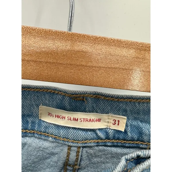 Levi's Light Wash 70s High Slim Straight Denim Jeans Womens‎ Size 31 Blue - Image 7