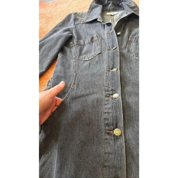 Vintage Hennes Denim Button Front Shirt Dress Dark Wash Size 36 - Image 5