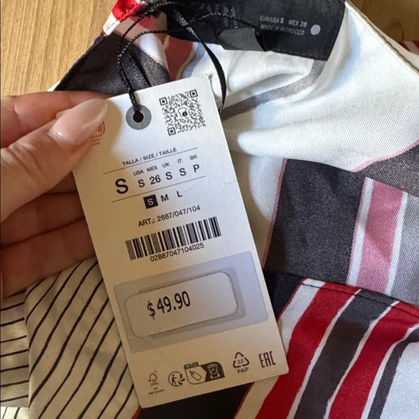 Zara Striped Skirt - Red, Black, White - Image 3