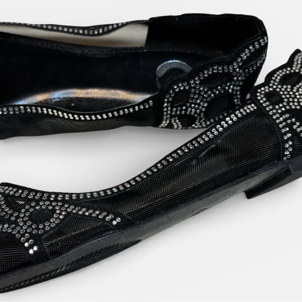Chic Black Embellished Women's Flats Size 8 - Image 4