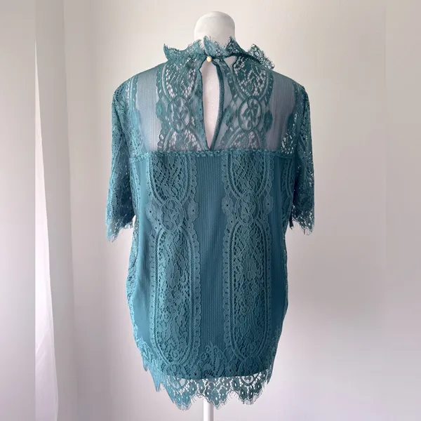 Eyeshadow Teal Short Sleeve Blouse - Image 4